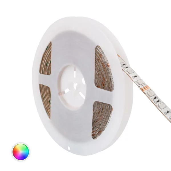 Ruban LED 12V DC 60LED/m 5m RGB IP65 Largeur 10mm