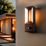 Applique Murale Extérieure LED Aluminium Noire avec Détecteur de Mouvement